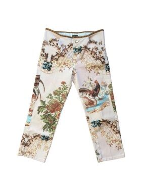 Roberto Cavalli SS2003 Chinoiserie Pheasant Print Capri Pants